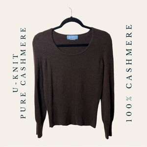 1254. U-KNIT PURE CASHMERE SWEATER BROWN IN COLOR UNKNOWN SIZE SEE MEASUREMENTS